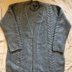 Jones New York Gray Cable Knit Open Front Cardigan | Size Small